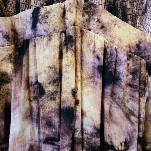 TORRID Tie Dye Babydoll Long Sleeve Crinkle Gauze Smocked Top Size 2 - Picture 4 of 11